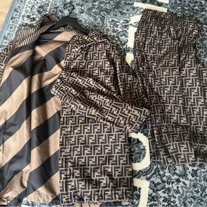 Authentic Fendi, reversible, Brown,Nylon windbreaker set.